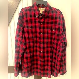 Duluth Trading Co Red/Black Plaid Button Down Flannel Shirt Men's Size L